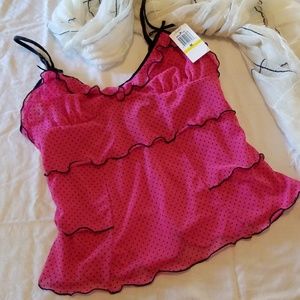Camisole pink with black polka dots